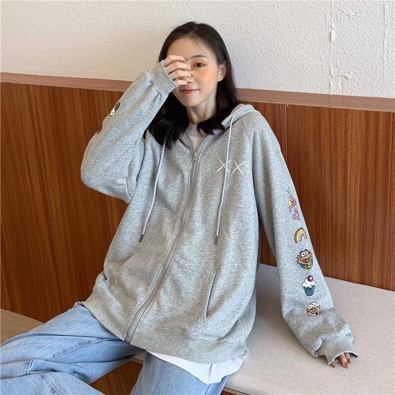 Áo khoác nam nữ nỉ ngoại in tay xx
