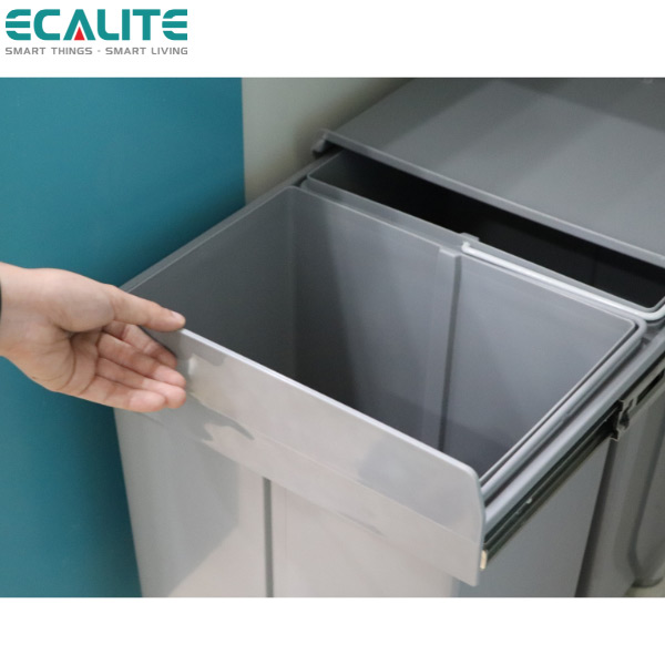 Thùng rác âm tủ Double Dustbin Ecalite EL-DUB20L - Hàng Chính Hãng