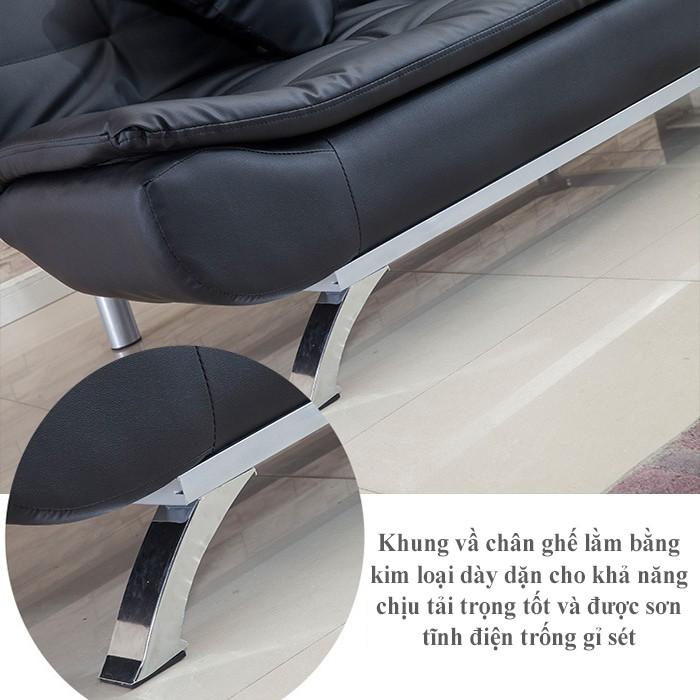 Sofa da có thể gấp gọn thành giường, thành ghế có màu đen, nâu