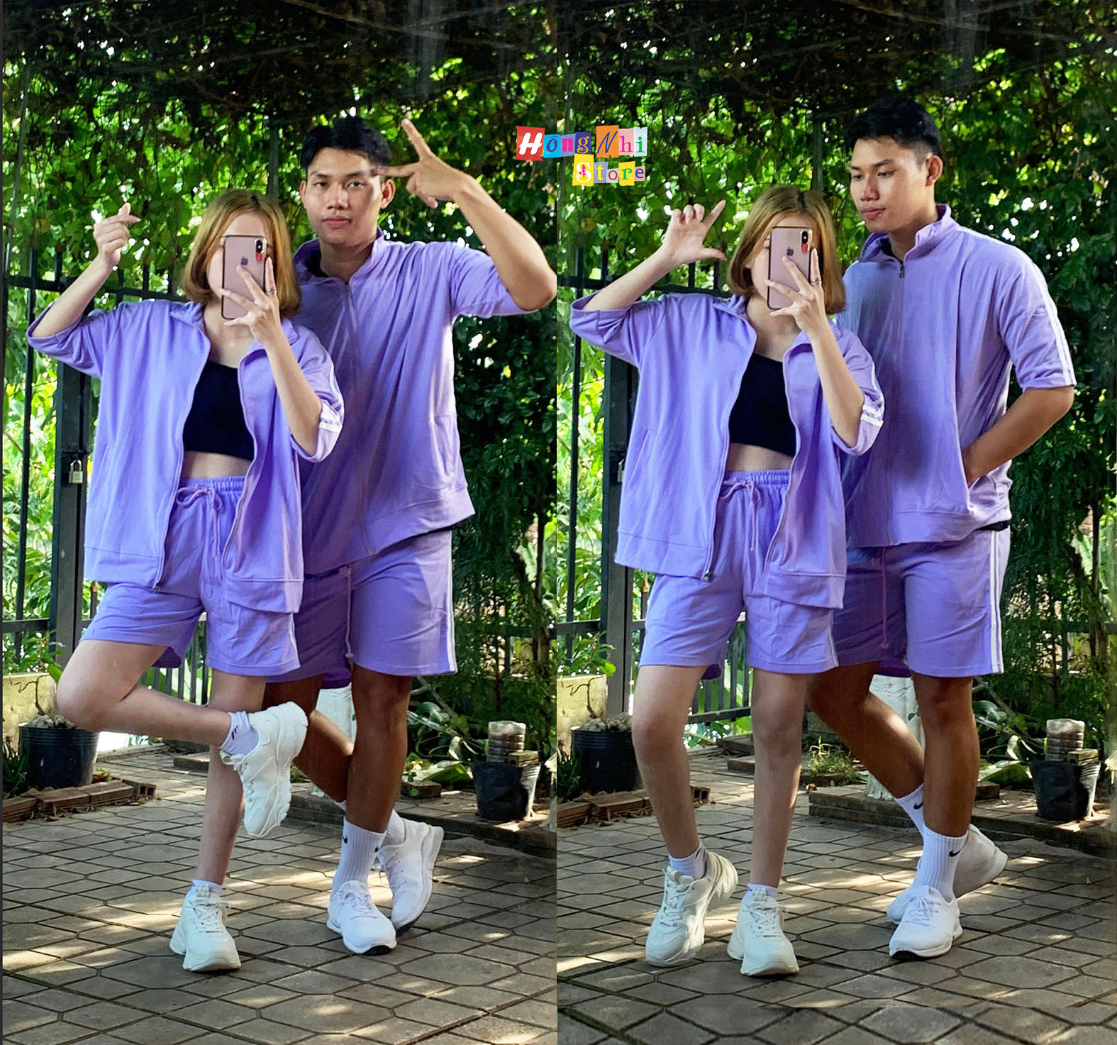 Set Bộ Thể Thao Oversize Ulzzang Unisex Áo Khoác Tay Ngắn Quần Short Màu Tím Cao Cấp - MM