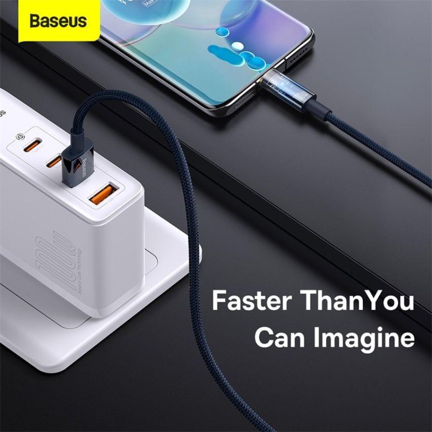 Cáp sạc Baseus Explorer Series USB to Type-C 100W Tự Ngắt, truyền dữ liệu, sạc nhanh, có đèn led - hàng chính hãng