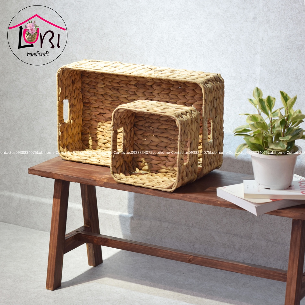 Lubihandicraft - Khay đựng đồ đan lục bình bo góc để giường - đẹp, tiện dụng