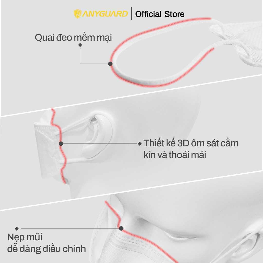 ComBo 10 Chiếc Khẩu Trang Trẻ Em KF94 - Form 3D Cao Cấp Chống Bụi Siêu Mịn 0.4um Anyguard Hàn Quốc Chính Hãng - 4 Lớp - 베이비 마스크 - Face Mask For Kids-ISO 9001:2015, ISO 13485:2016, QCVN 01:2017/BTC