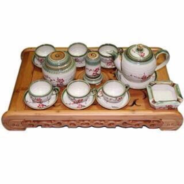 Bộ ấm chén Minh Long vẽ đào kèm phụ kiện