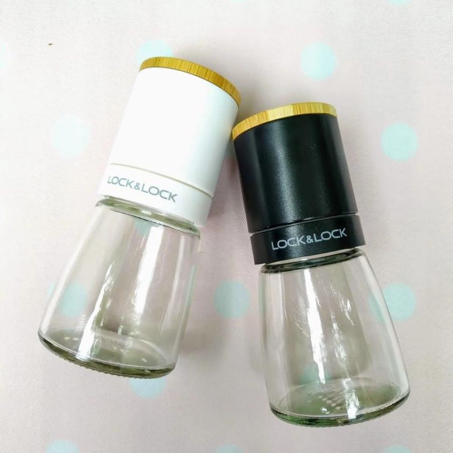 Lọ Xay Tiêu Cầm Tay Chất Liệu Thủy Tinh, Lưỡi Dao Bằng Sứ Lock&Amp;Lock Cko115 140Ml - Hàng Chính Hãng - Trắng