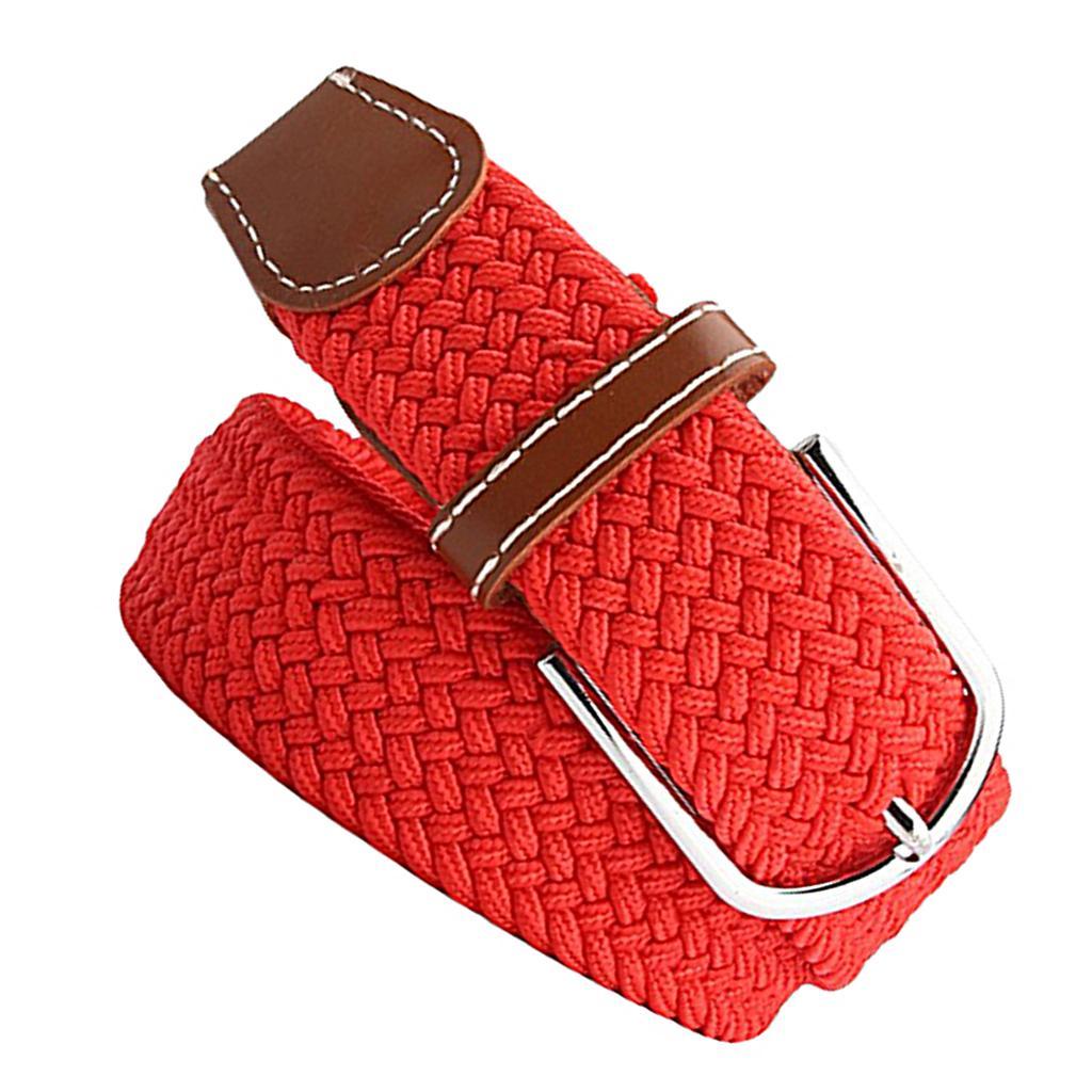 Men Women Casual Woven Canvas Belt Webbing Belt Travel Waistband Red
