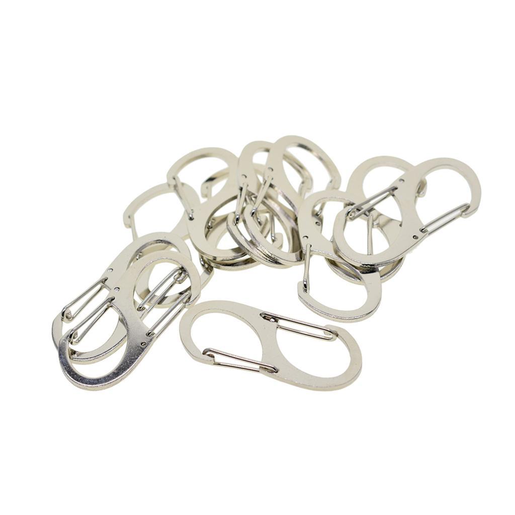 10 Pieces Steel Dual Carabiner Clip Keychain Clip With  Keyrings