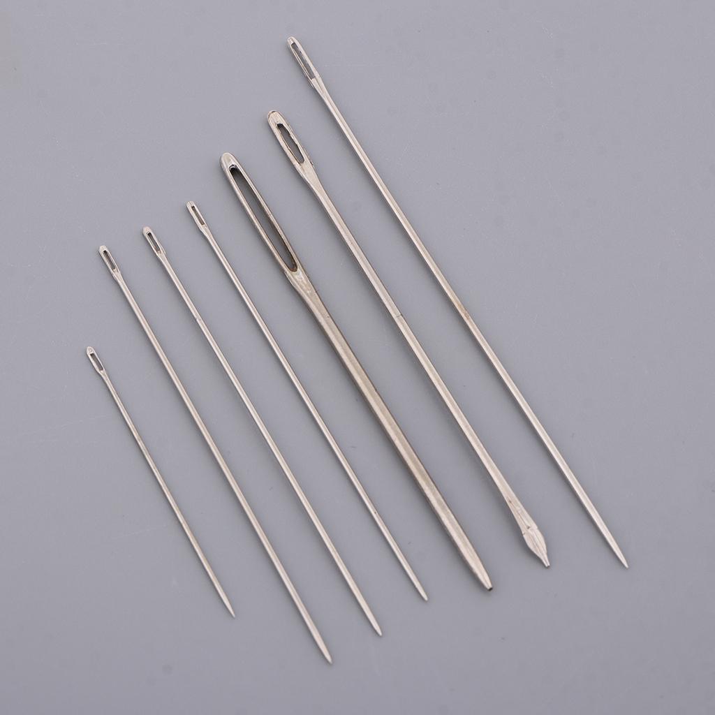 55pcs Steel Embroidery Needles Leather Needle Big Eye Needle for Sewing Tool