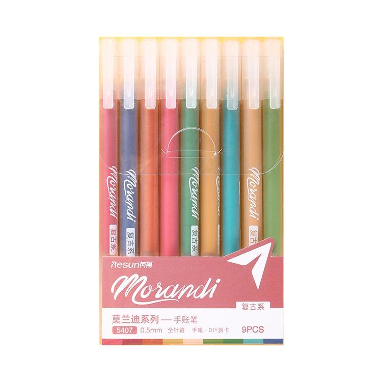 Set 9 Bút gel Morandi 0.5mm Bút gel nhiều màu viết sổ tay trang trí thiệp bullet journal