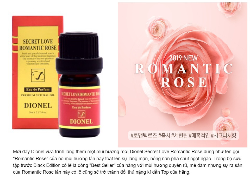 Nước Hoa V.ùng K.ín Dionel Secret Love Romantic Rose Inner Perfume Hương Hoa Hồng Lãng Mạn 5ml - Rose