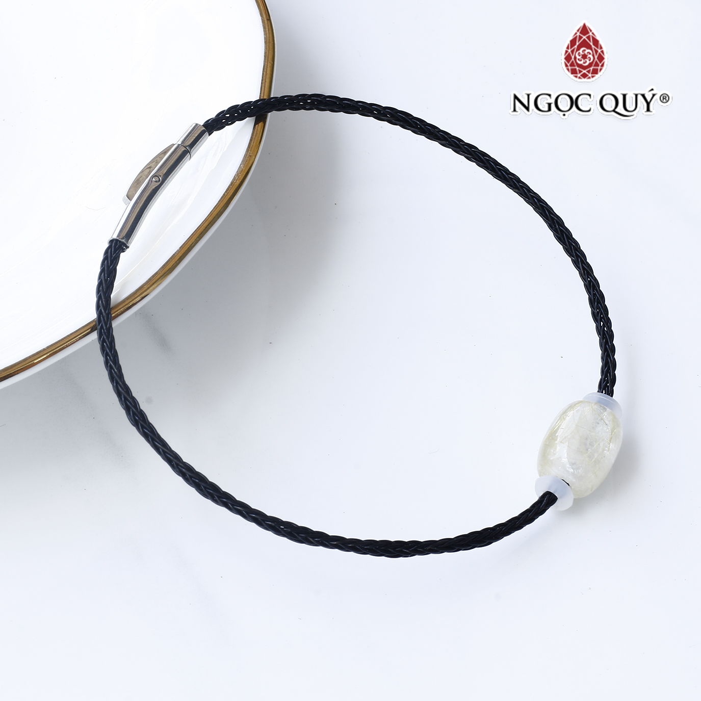 Vòng dây thép đá thạch anh tóc mệnh thủy, kim - Ngọc Quý Gemstones