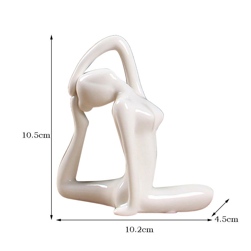 2 Pcs Ceramic Yoga Figure Ornament Statue Sculpture Garden Desk Decor