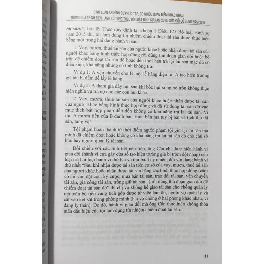 Bình luận án hình sự phức tạp, có nhiều quan điểm khác nhau trong quá trình tiến hành tố tụng theo bộ luật hình sự năm 2015 sửa đổi, bổ sung năm 2017 (Sách chuyên khảo)