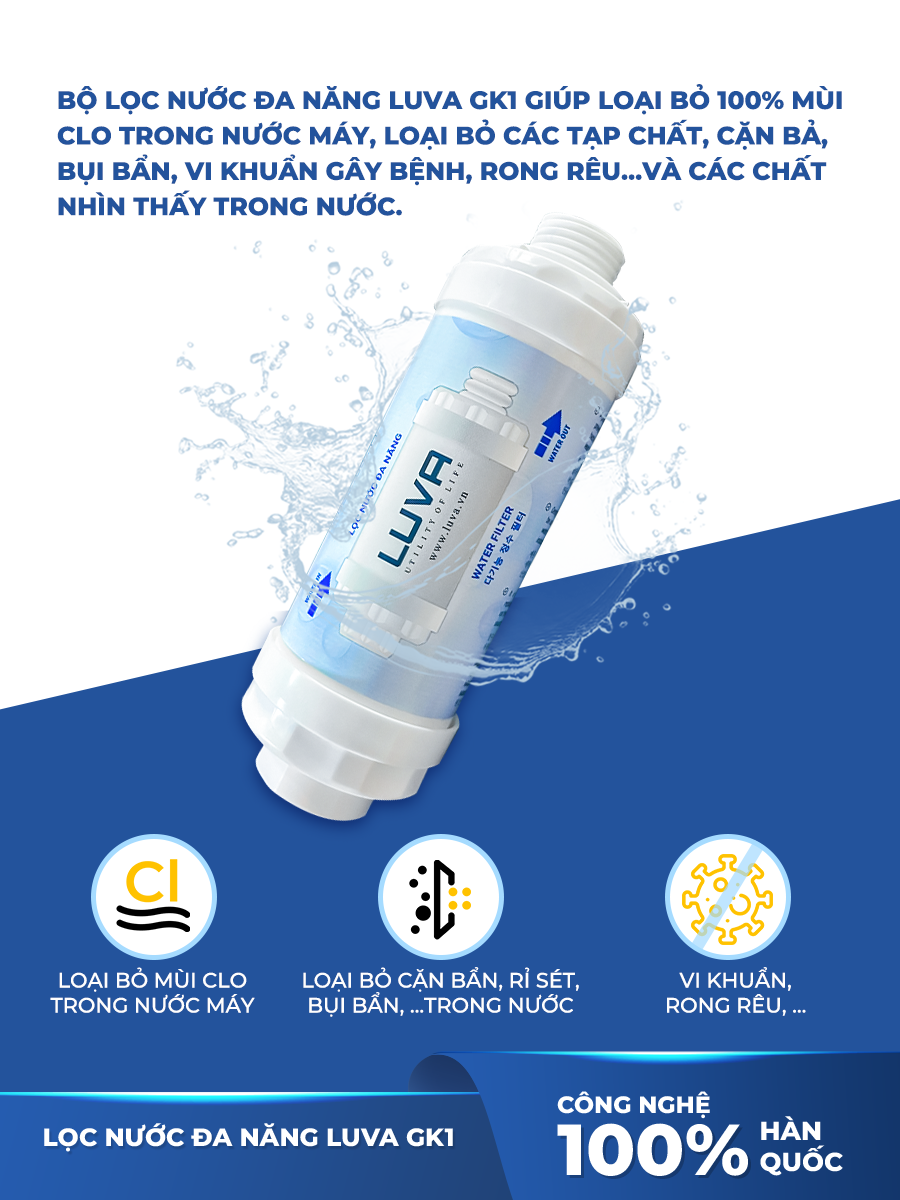 Combo vòi sen LUVA kèm lọc nước đa năng LUVA GK1
