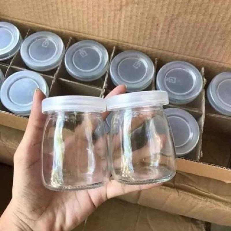 Combo 12 Hũ Làm Sữa Chua Bằng Thủy Tinh Dung Tích 100ml Có Nắp Đậy - Lọ Đựng Sữa Chua An Toàn Vệ Sinh