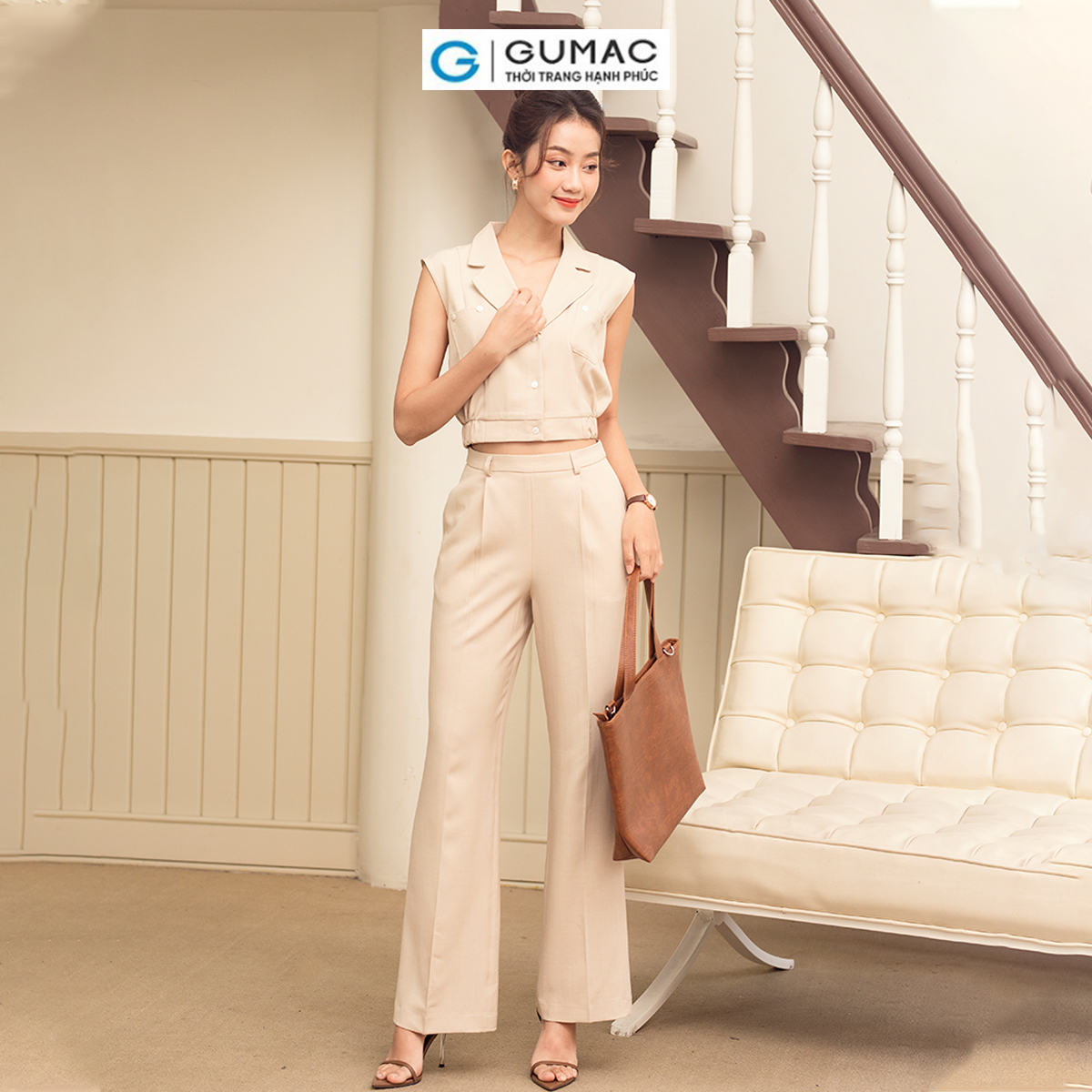 Quần tây nữ suông xếp ly thanh lịch công sở thời trang GUMAC QD06039