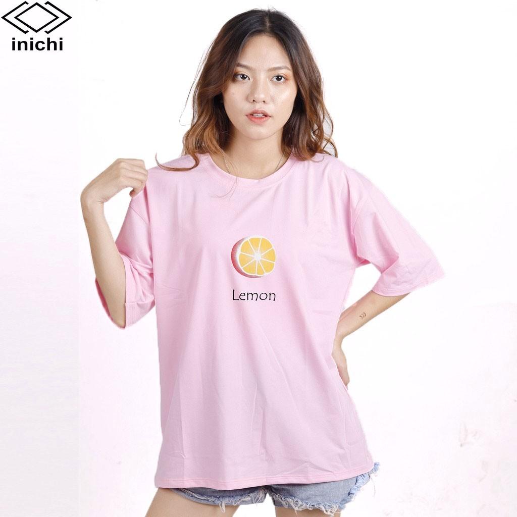 Áo thun INICHI unisex tay lỡ form rộng cá tính, hình in hình quả chanh - IC634