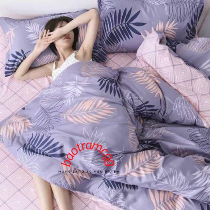 Bộ Chăn Ga Gối Cotton Poly Nhập Khẩu Hoa Dây Xanh Đủ size Miễn Phí Bo Chun