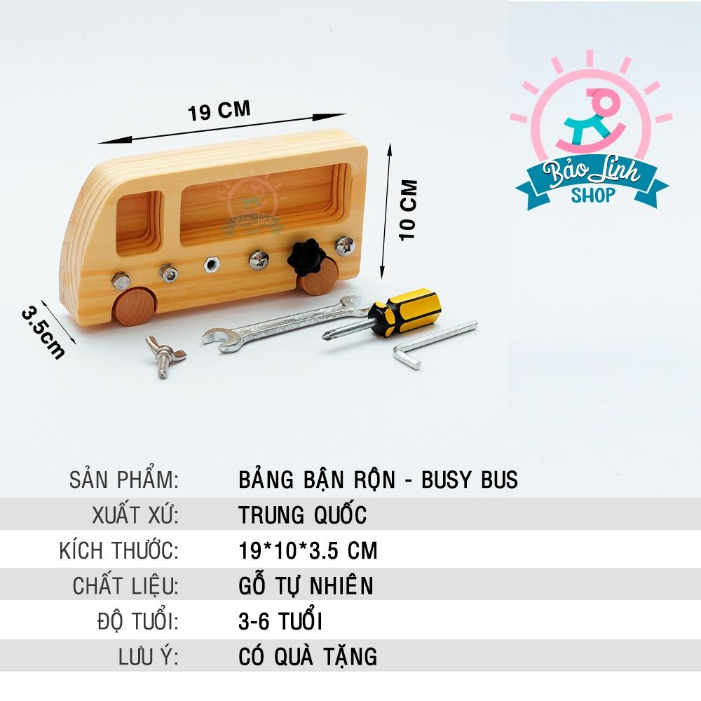 Đồ chơi gỗ bảng bận rộn Busy Bus (hình Ô Tô) cho bé 3-5 tuổi phát triển trí tuệ, phát triển kỹ năng cơ bản|