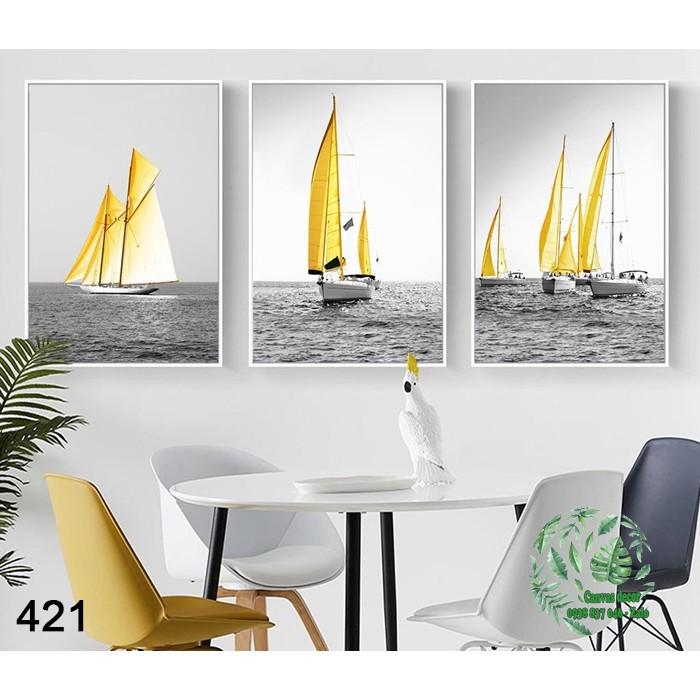 Bộ 3 tranh canvas treo tường Thuyền buồm