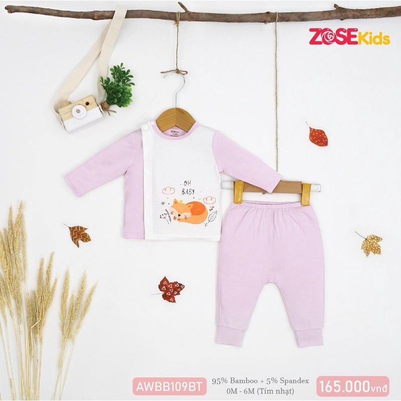 Bộ Zose kids sơ sinh sợi tre cài lệch ZoseKids