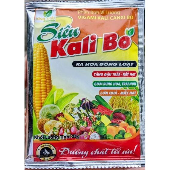 Phân Bón Kali Bo Canxi Bo 25g. Kích Thích Ra Hoa Đậu Quả, Quả To, Chắc, Ngọt