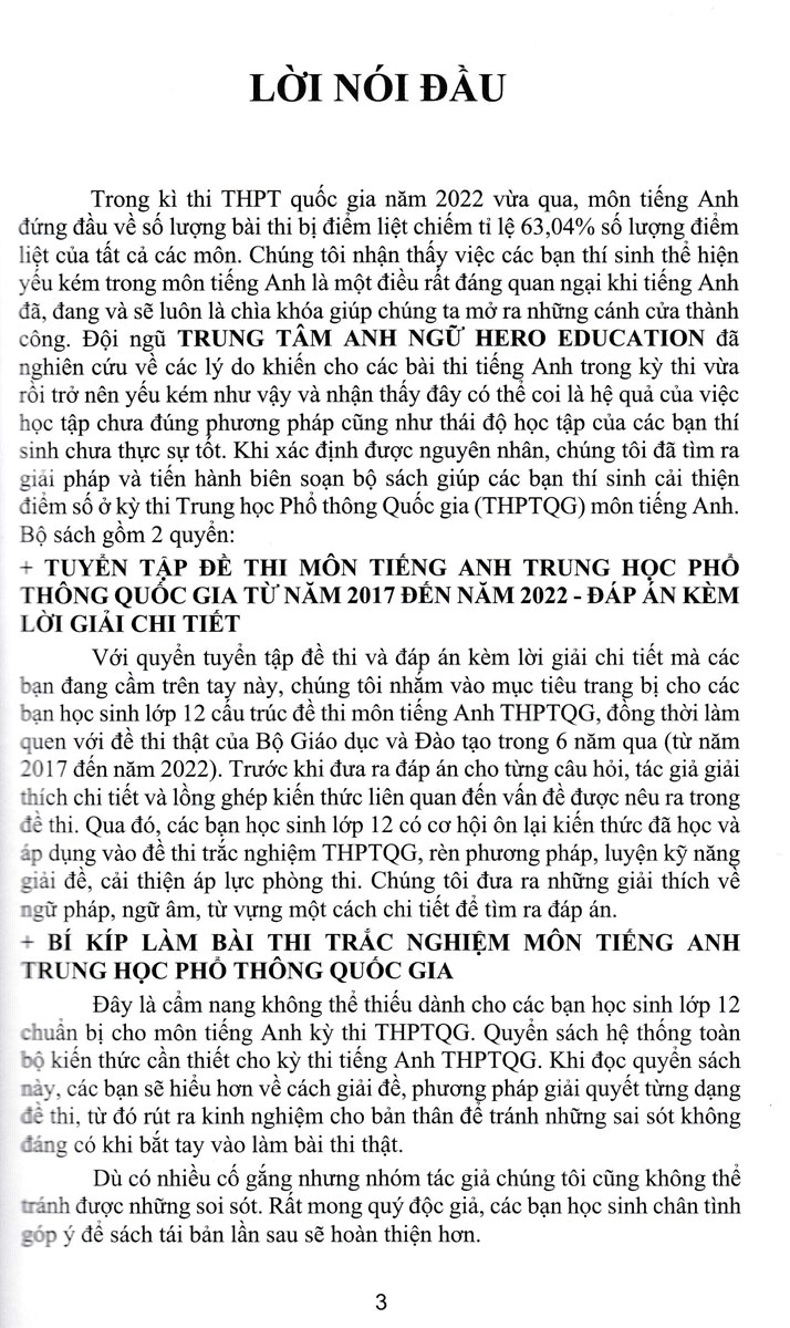 Tuyển Tập Đề Thi Môn Tiếng Anh THPT Quốc Gia Từ Năm 2017 Đến Năm 2022 - Đáp Án Kèm Lời Giải Chi Tiết (Tập 1) _HERO