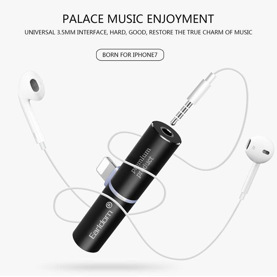 Bộ chuyển đổi cổng Lightning sang jack Audio 3.5 + 1 Cổng Lightning Earldom ET-OT34 dành cho iphone 7/7Plus/8/8Plus/X/XR/XS Max - Hàng Nhập Khẩu