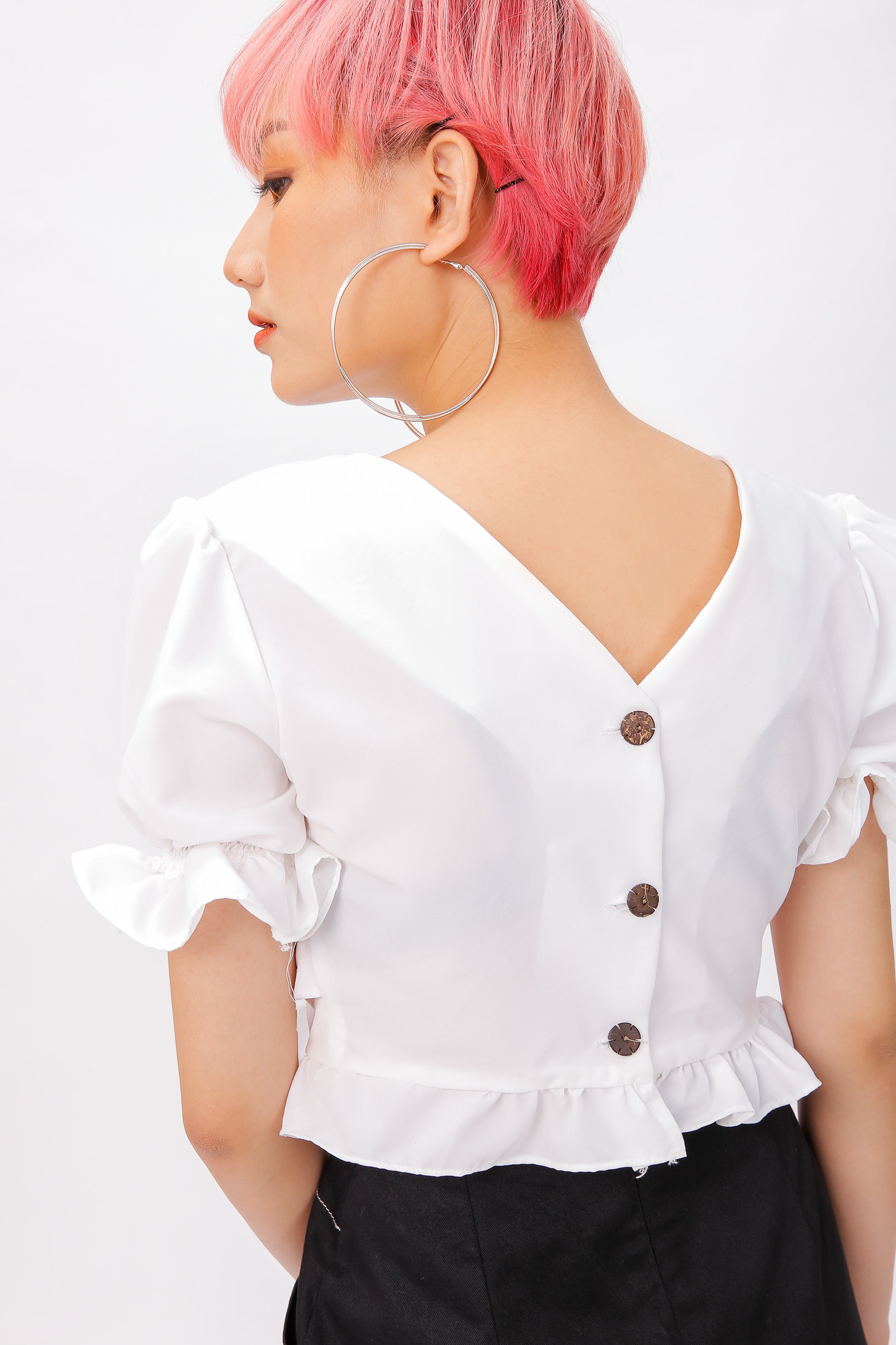 V-neck Puff Crotop