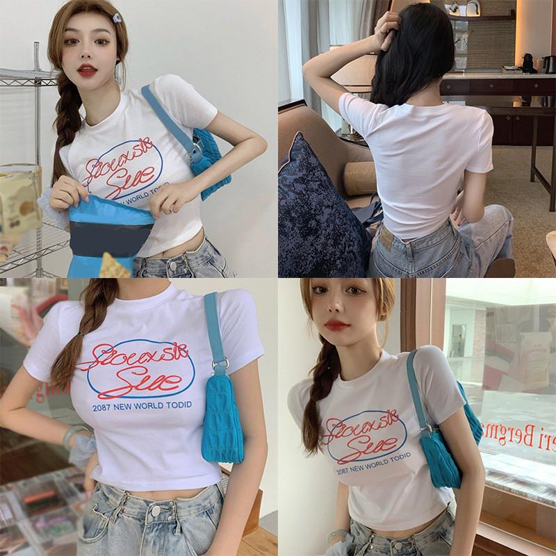 Áo Thun Nữ Ngắn Tay Cổ Tròn In Chữ
