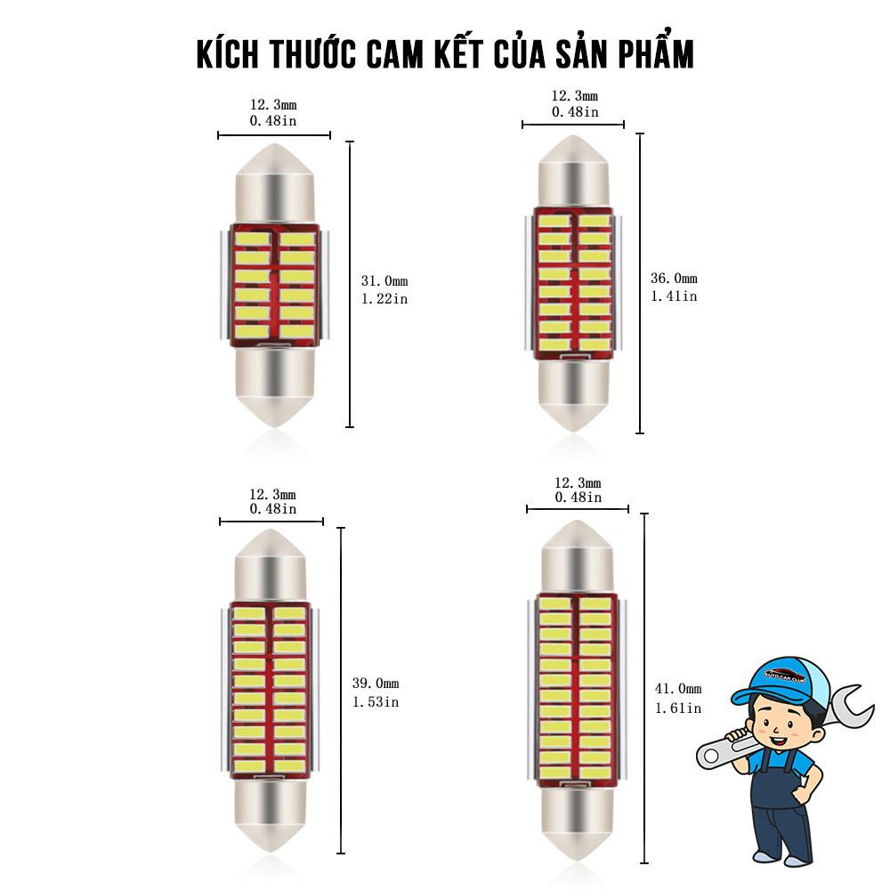 Đèn Trần Ô Tô, Đèn Led Trần Xe Hơi ánh sáng trắng chip 4014 loại mới mạch đỏ có canbus nhiều cỡ đèn - Màu Trắng