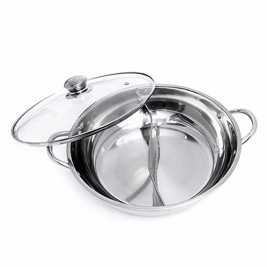 Chảo lẩu 2 ngăn Hotpot dùng cho mọi loại bếp inox 304 sáng bóng