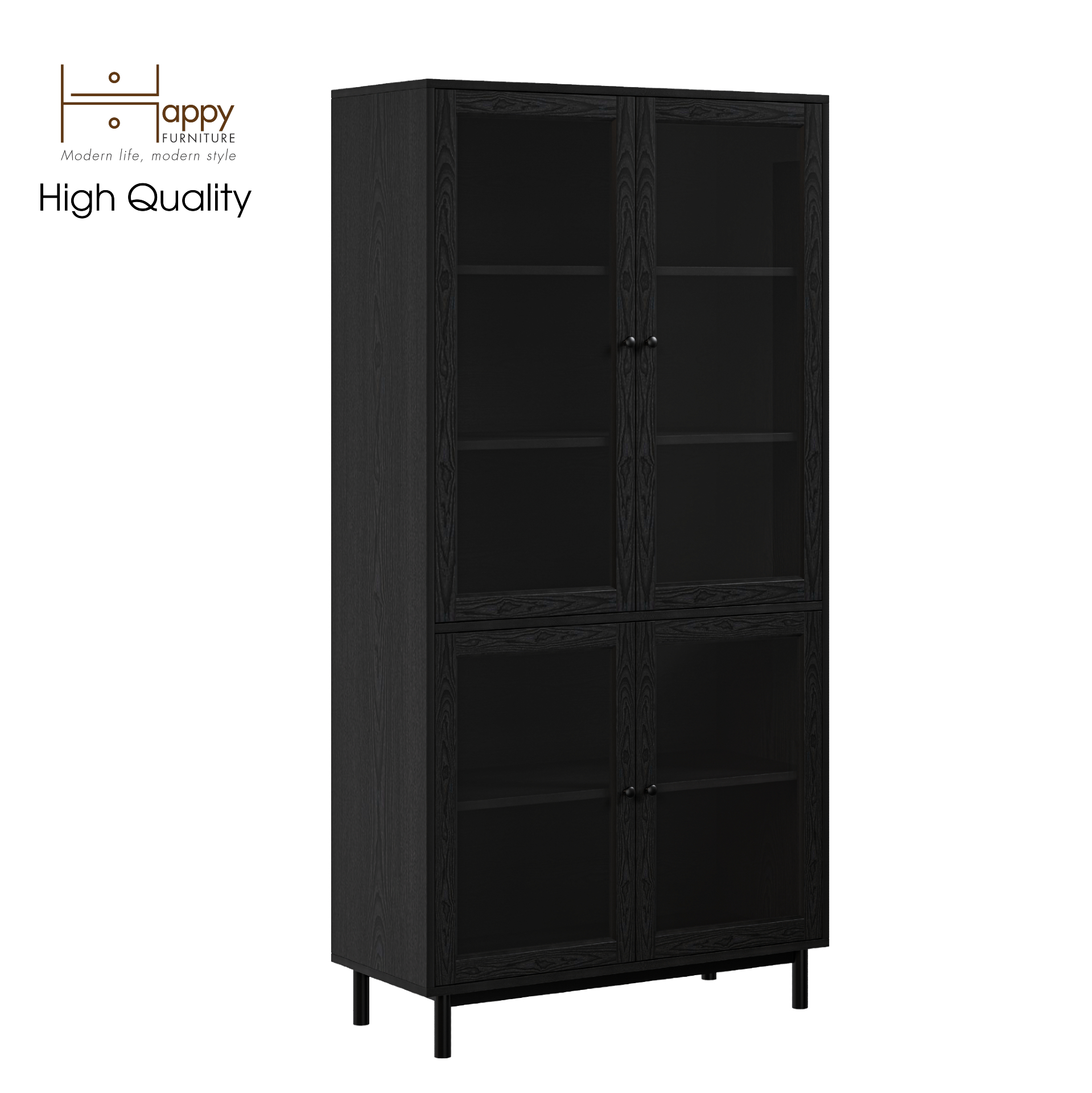 [Happy Home Furniture] CATY , Kệ sách 5 tầng cửa kính - chân sắt ,  90cm x 39cm x 180cm (DxRxC), KSA_020