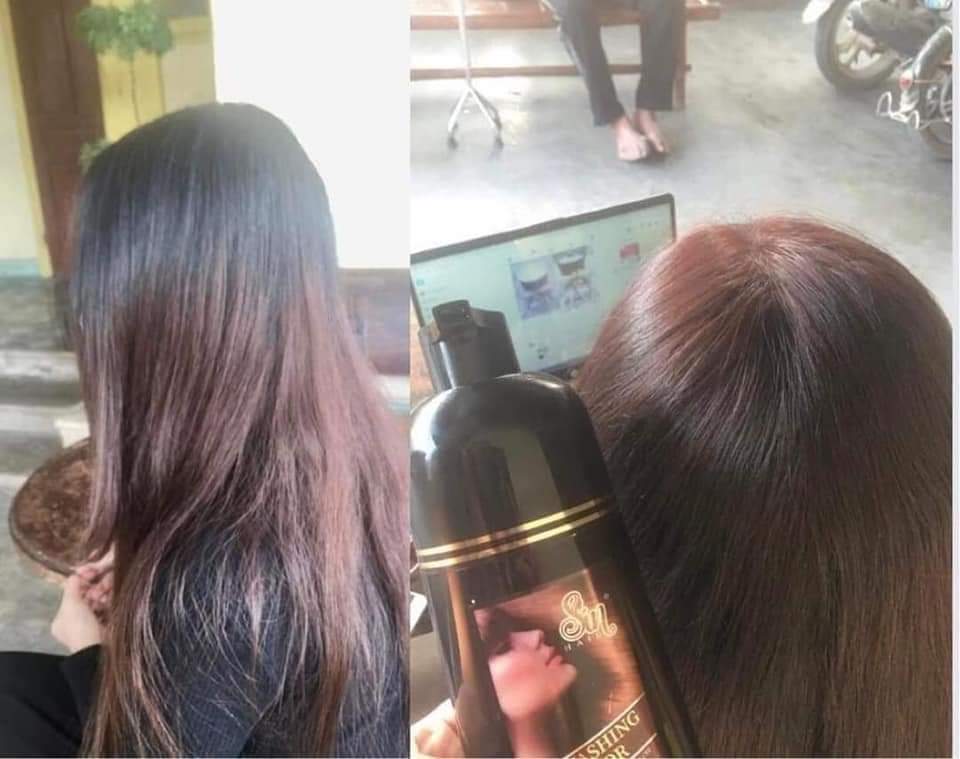 Số 1 Nhật Bản Combo 2 chai dầu gội phủ bạc màu nâu Sin Hair 500ml