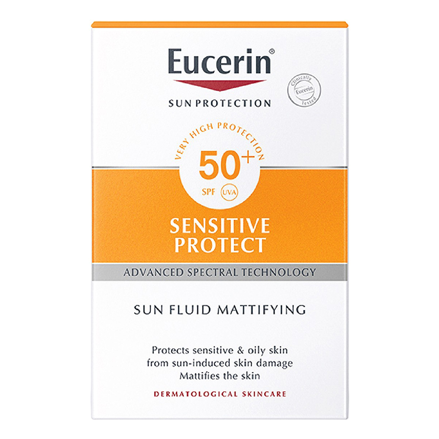 Kem Chống Nắng Không Gây Nhờn Rít Cho Da Thường Và Da Hỗn Hợp Eucerin Sun Fluid Mattifying Face Spf50+ (50Ml) - tặng nước tẩy trang Dermato Clean (125ml)