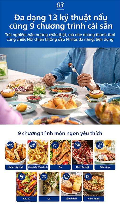 Nồi chiên không dầu Philips 4.2 lít NA220/00  - Hàng chính hãng