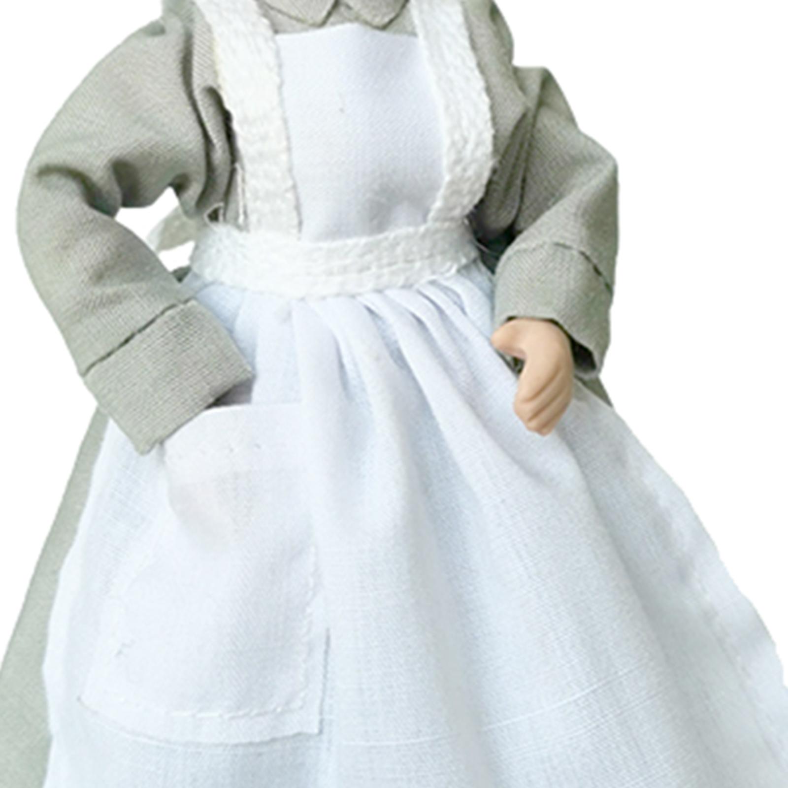 2pcs 1:12 Dollhouse Miniature Porcelain Doll Model, Women And Boss