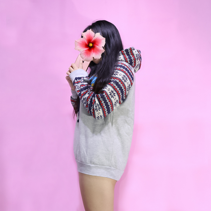 Áo thun hoodie thổ cẩm peanuts Mã: AX2792 - XÁM NHẠT