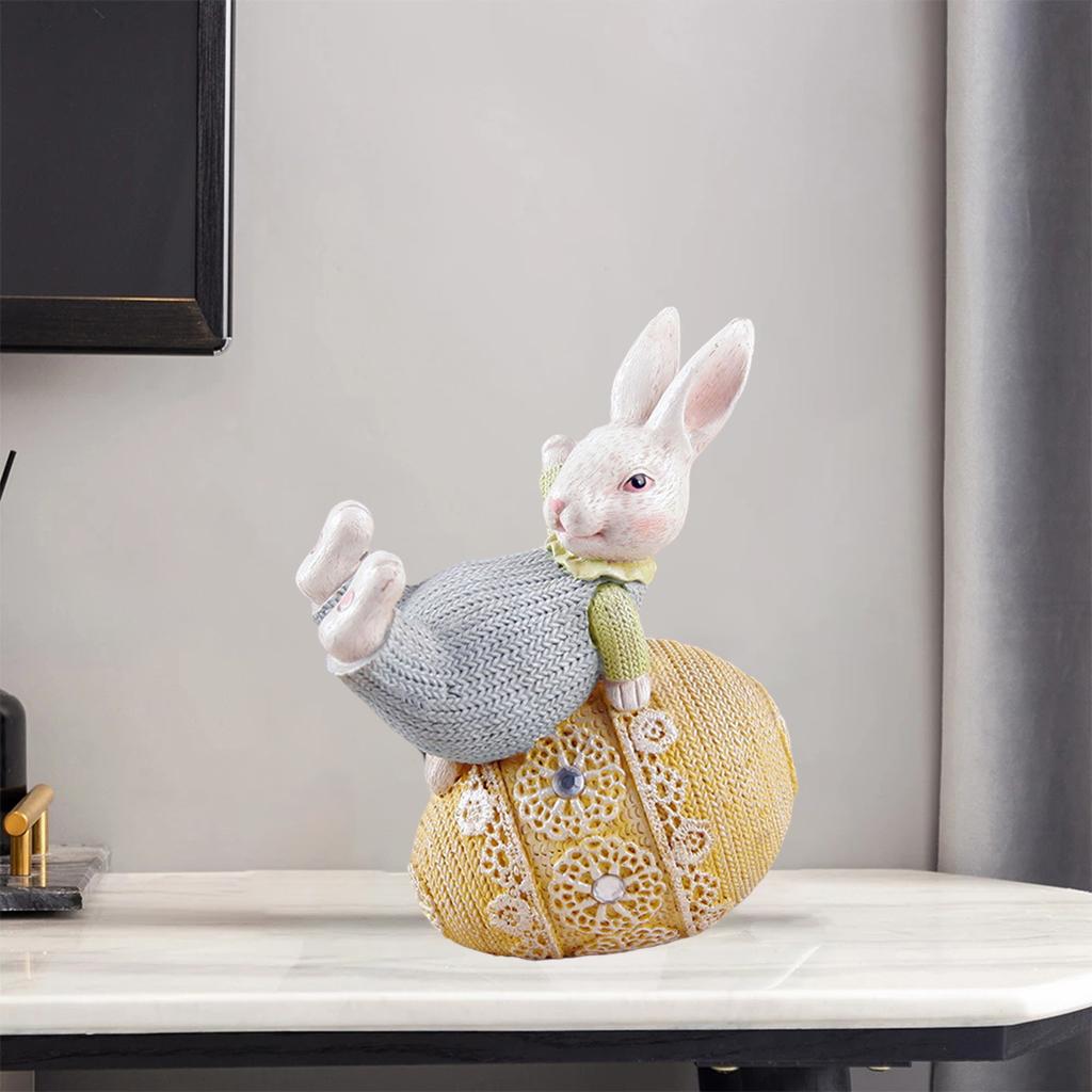 Bunny Rabbit Statue Resin Sculpture Figurine Home Decor Ornament