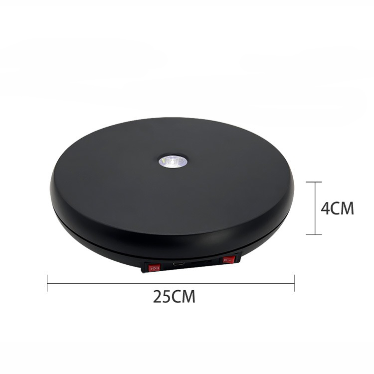 Đế Xoay Sản Phẩm 360 Độ Có Đèn Tải 20kg, Kích Thước 25cm x 4cm, Chỉnh Đa Tốc Độ 2 Màu Trắng, Đen