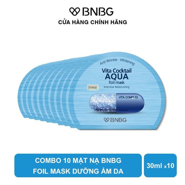 Combo 10 Mặt Nạ Cấp Ẩm Cho Da BNBG Vita Cocktail AQUA Foil Mask 30mlx10