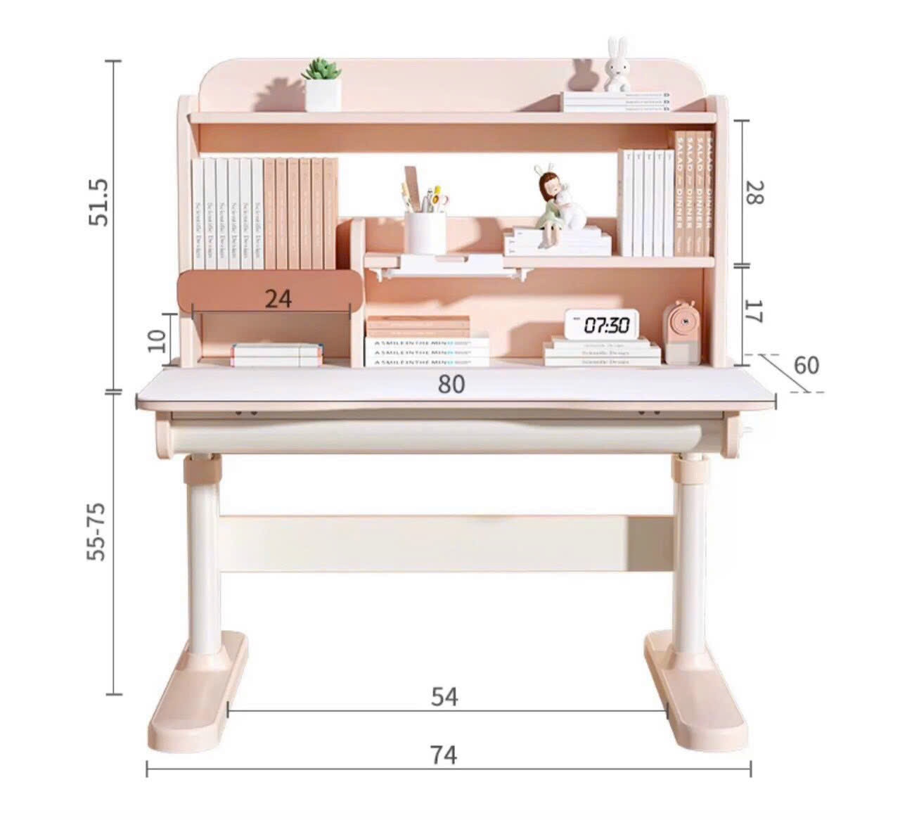 Bộ bàn ghế học sinh thông minh chống cận điều chỉnh cao thấp tay quay Juno sofa CTIRSP80 kèm đèn ngang 80cm