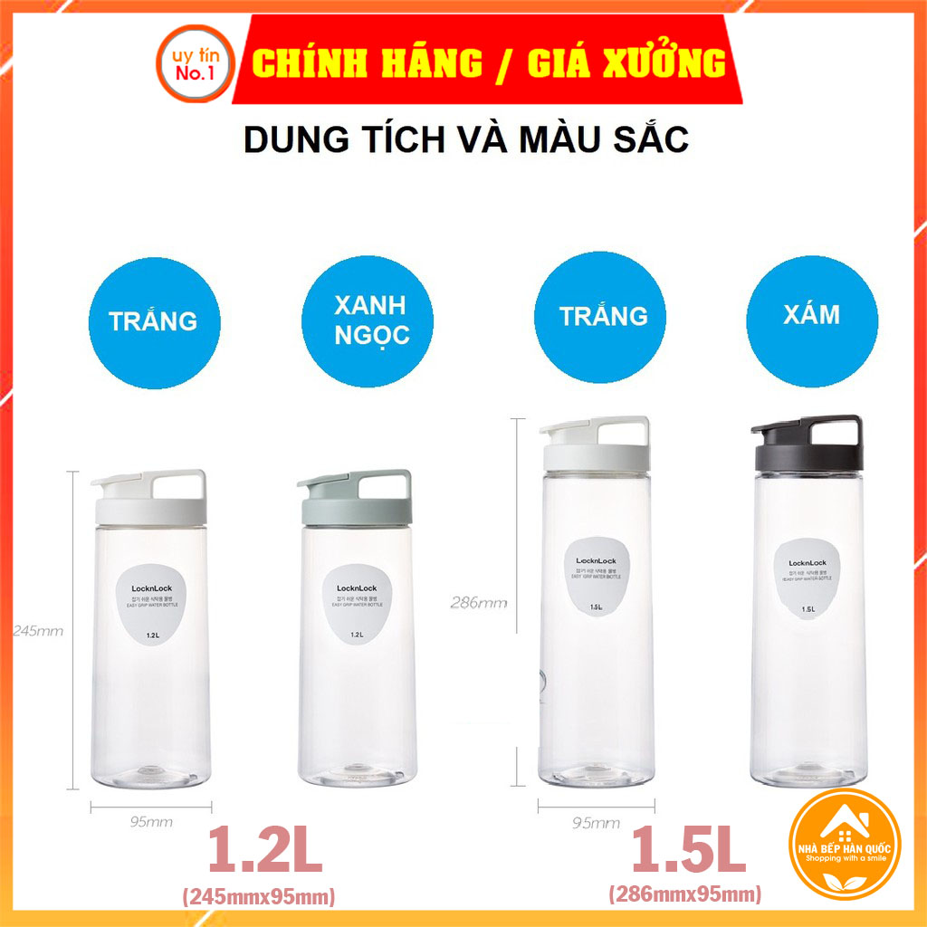 Bình nước Lock&amp;Lock chính hãng Water Bottle 1200ml &amp; 1500ml HAP813 HAP814