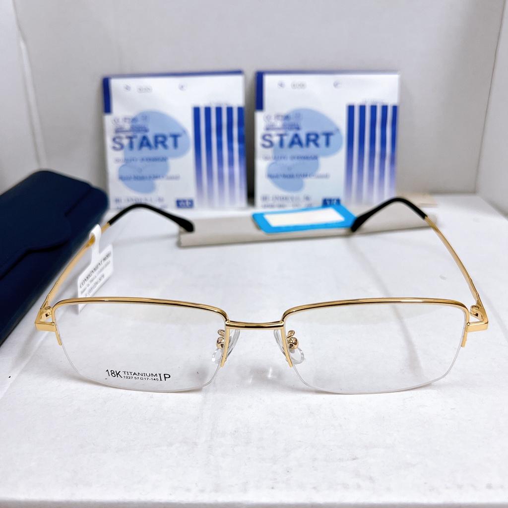 Gọng kính nửa viền GOLD vàng TITANIUM18K nủa viền KT14UNIQUI hàng tốt 1 đổi 1 tặng hộp và khăn