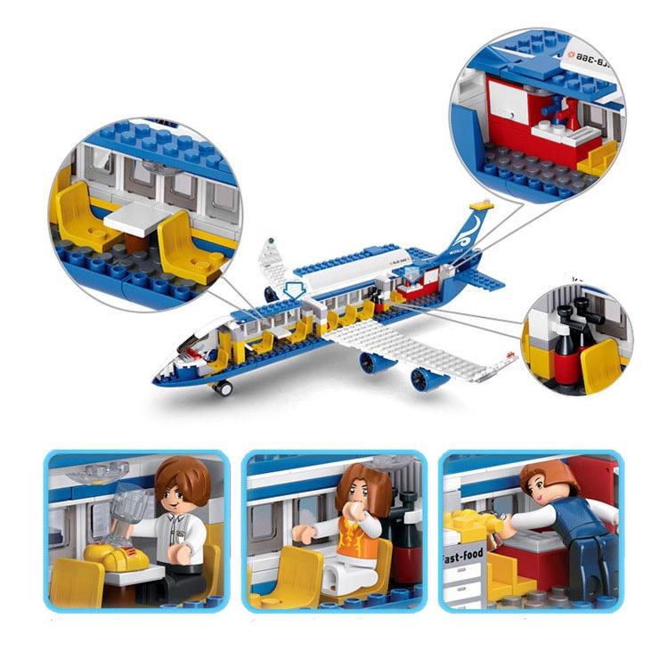 (463 mảnh)  Đồ chơi xếp hình Đồ chơi lego cho bé lắp ráp máy bay chở khách model Sluban B0366