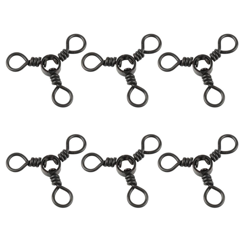 6/8/10pcs 3 Way Rolling Barrel Swivels Solid Rig Fishing Line Connector A