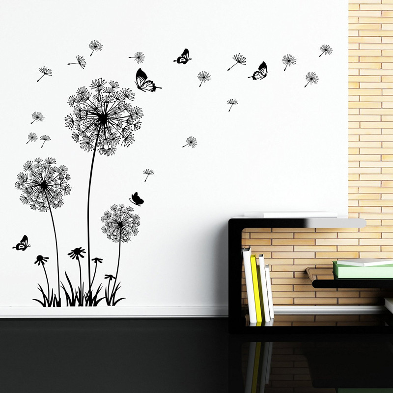 Decal dán tường Hoa bồ công anh đen - HP144