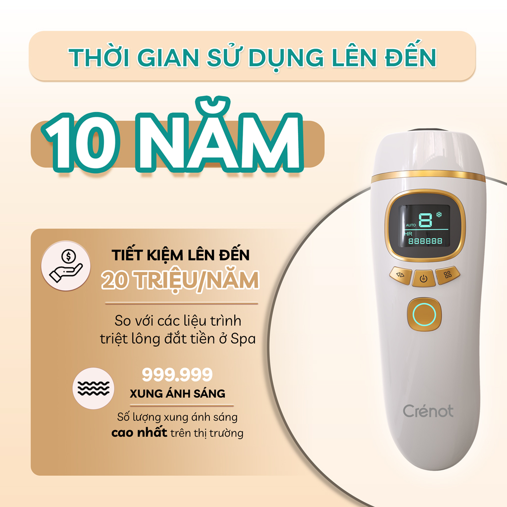 Máy Triệt Lông Vĩnh Viễn Băng Lạnh Trẻ Hóa Da Mini Cầm Tay Tại Nhà Crénot Graci X3 Dành Cho Nách Vùng Bikini Mặt Chân Toàn Thân Cá Nhân Giảm Mụn IPL Hair Removal Ice Cooling Compress