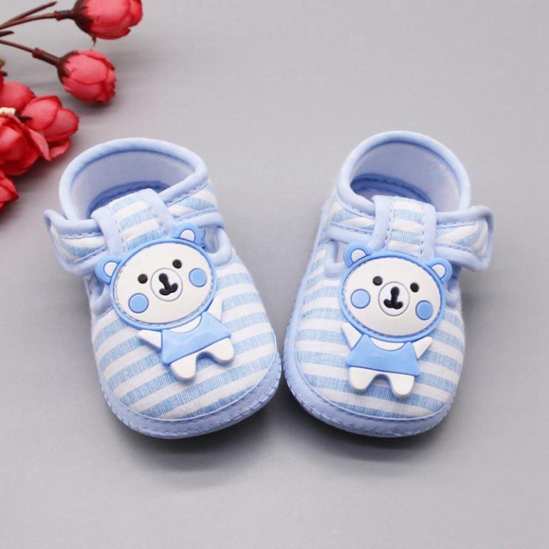 Cho Bé Giày Tập Đi Đế Mềm Hoạ Tiết Kẻ Sọc Cho Bé