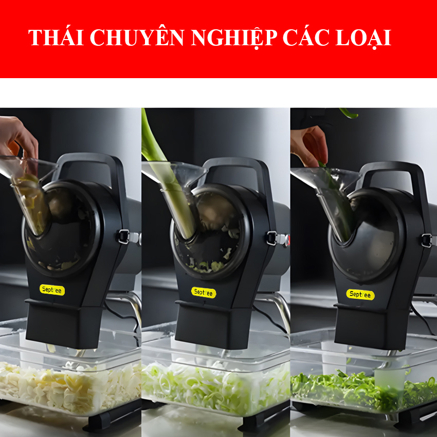 Máy thái lát, thái sợi hành lá, tỏi, ớt và rau củ quả dùng cho quán ăn, nhà hàng thương hiệu Mỹ cao cấp Septree GJ806 công suất 850W - Hàng chính hãng